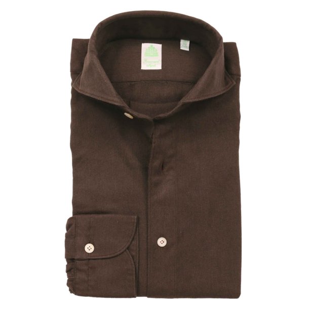 FINAMORE Skjorte Flannel Sildeben Brun