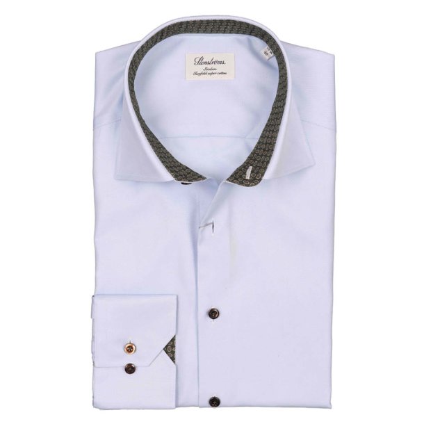 STENSTRM'S Skjorte Slim Twill Kontrast Lysebl
