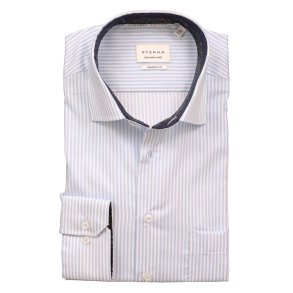 ETERNA Skjorte Comfort Fit Stribet Lys Bl