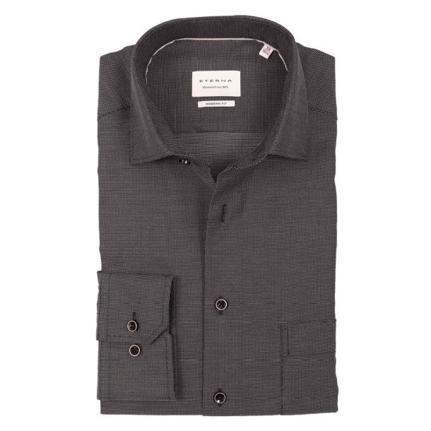 ETERNA Skjorte Modern Fit Struktur Antracit