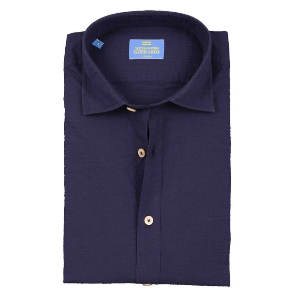 ALESSANDRO GHERARDI Skjorte Seersucker Navy 