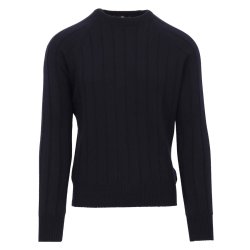 GRAN SASSO Strik Cashmere Struktur Strib Navy