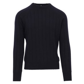 GRAN SASSO Strik Cashmere Struktur Strib Navy