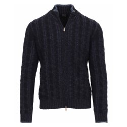 FEDELI Cardigan Kabel Uld | Cashmere Navy