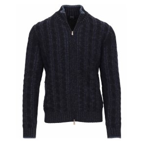FEDELI Cardigan Kabel Uld | Cashmere Navy