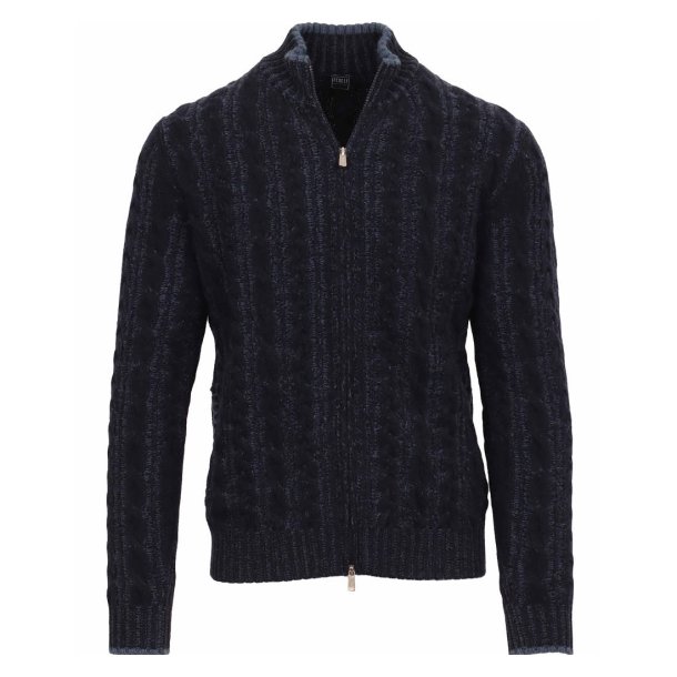 FEDELI Cardigan Kabel Uld | Cashmere Navy