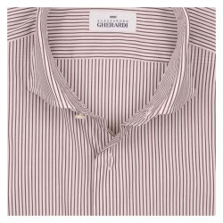 ALESSANDRO GHERARDI Skjorte Poplin Stretch Stribet Brun