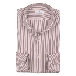 ALESSANDRO GHERARDI Skjorte Poplin Stretch Stribet Brun
