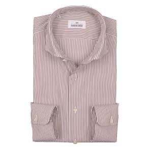 ALESSANDRO GHERARDI Skjorte Poplin Stretch Stribet Brun