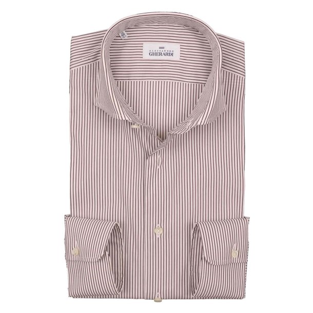 ALESSANDRO GHERARDI Skjorte Poplin Stretch Stribet Brun
