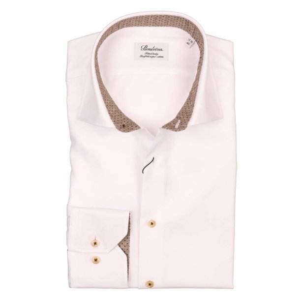 STENSTRM'S Skjorte Fitted Twill Kontrast Hvid
