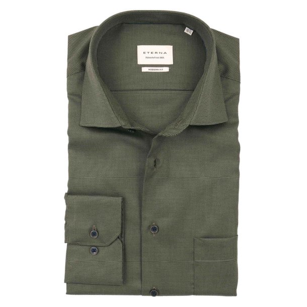 ETERNA Skjorte Comfort Fit Struktur Grn | Navy