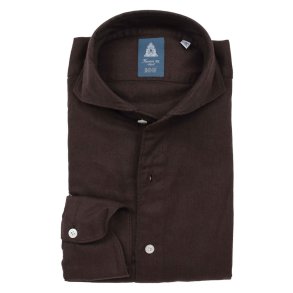 FINAMORE Skjorte Sildeben Flannel Mrkebrun