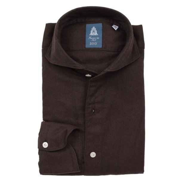 FINAMORE Skjorte Sildeben Flannel Mrkebrun