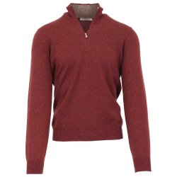 GRAN SASSO Half Zip Uld | Cashmere Bordeaux
