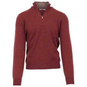 GRAN SASSO Half Zip Uld | Cashmere Bordeaux