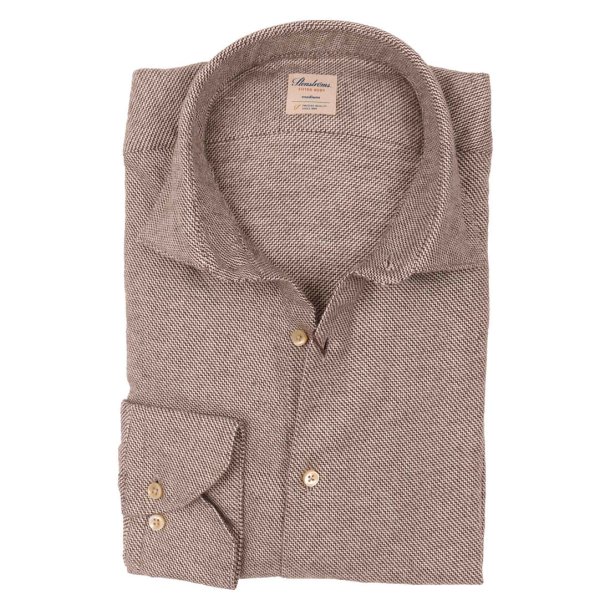 STENSTRM'S Skjorte Fitted Flannel Struktur Brun