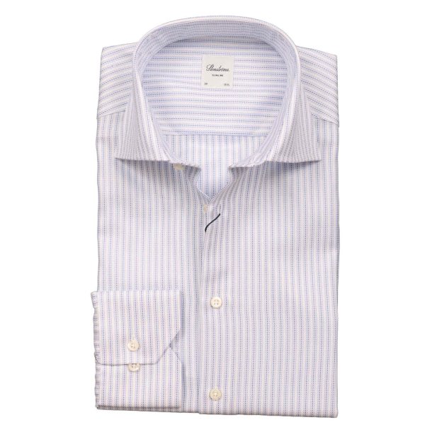 STENSTR�M'S Skjorte Slim Stribet Hvid | Bl�
