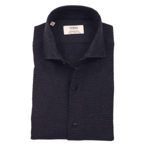 BARBA Skjorte Seersucker Navy 