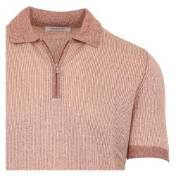 GRAN SASSO Polo Zip Stribet Koral