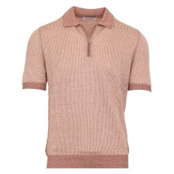 GRAN SASSO Polo Zip Stribet Koral