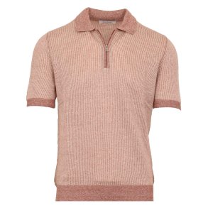 GRAN SASSO Polo Zip Stribet Koral