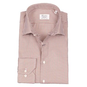 STENSTRM'S Skjorte Fitted Ternet Hvid | Brun