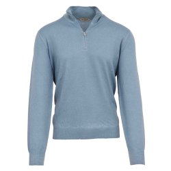 GRAN SASSO Half Zip Merino Vintage Sky Blue