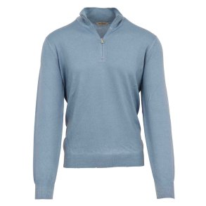 GRAN SASSO Half Zip Merino Vintage Sky Blue