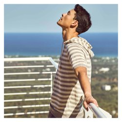 GRAN SASSO Hoodie Kortrmet Stribet