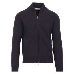GRAN SASSO Cardigan Zip Patent Navy