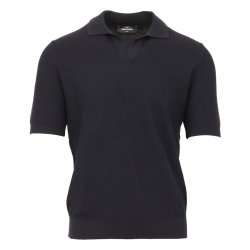 GRAN SASSO  Open Collar Silke | Bomuld Navy