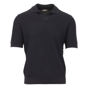 GRAN SASSO  Open Collar Silke | Bomuld Navy