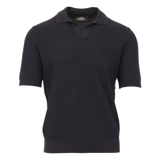 GRAN SASSO  Open Collar Silke | Bomuld Navy