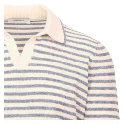 GRAN SASSO Open Collar Stribet Bl�