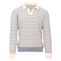 GRAN SASSO Open Collar Stribet Bl�