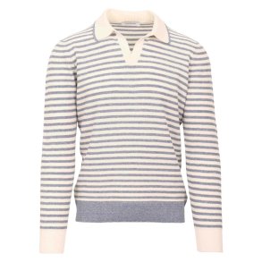 GRAN SASSO Open Collar Stribet Bl�