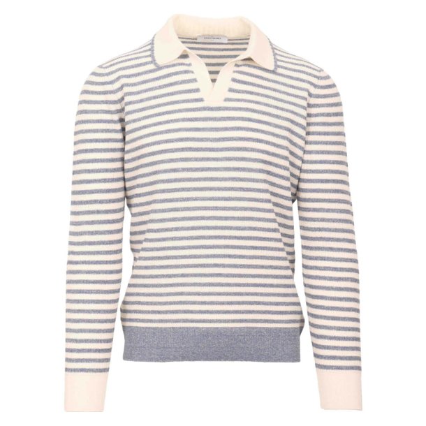 GRAN SASSO Open Collar Stribet Bl�