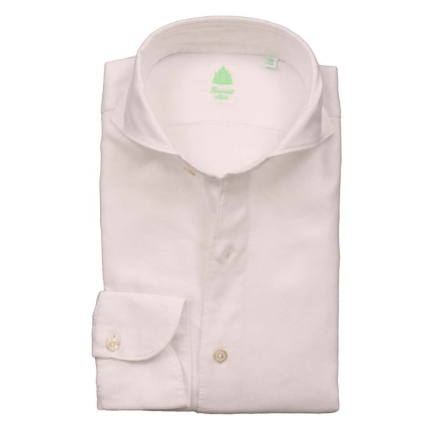FINAMORE Skjorte Flannel Sildeben Hvid