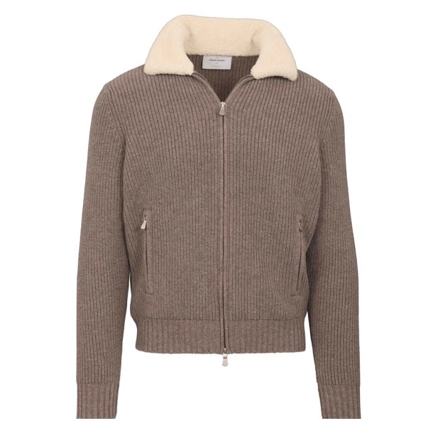 GRAN SASSO Cardigan Sartorial Uld Taupe