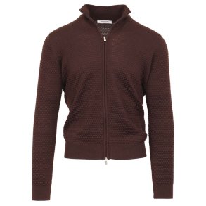 GRAN SASSO Extrafine Merino Bobbel Zip Cardigan Mrkebrun