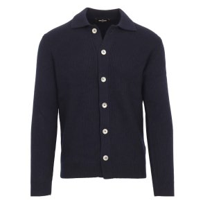 GRAN SASSO Patent Cardigan Navy