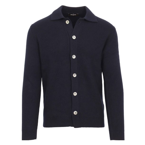 GRAN SASSO Patent Cardigan Navy