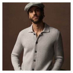 GRAN SASSO Patent Cardigan Navy