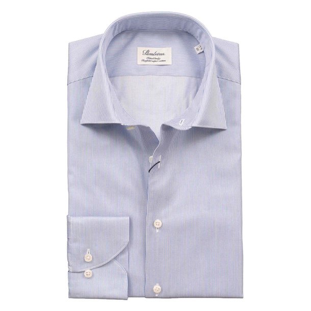 STENSTRM'S Skjorte Fitted Kadetstribet Lysebl