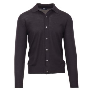 FEDELI Polo Shirt Fine Wool Navy