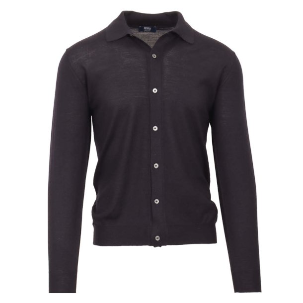 FEDELI Polo Shirt Fine Wool Navy