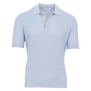 GRAN SASSO Polo Bobbelstruktur Sky Blue
