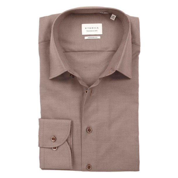 ETERNA Skjorte Modern Fit Struktur Beige