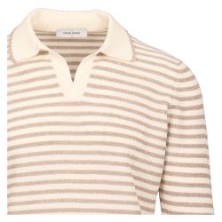 GRAN SASSO Open Collar Stribet Beige